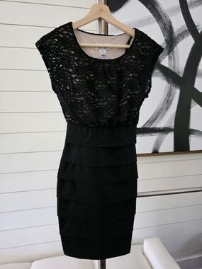Sweet Storm Black Lace Tiered Midi Dress